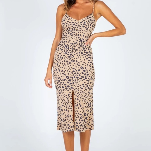 PRINCESS POLLY HASLEY MIDI DRESS LEOPARD SIZE 2 - Picture 1 of 2
